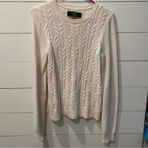 C. Wonder Cream Wool Knit Sweater with Adorable Elbow Patches— GREAT condition!